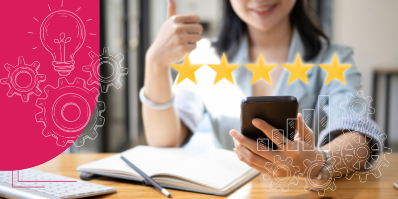 Clientes felizes no ambiente acolhedor de um restaurante moderno, destacando o atendimento de qualidade como tática para melhorar a reputação online.